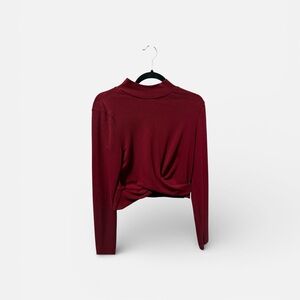 Chic Maroon Long Sleeve Women's Crop Top